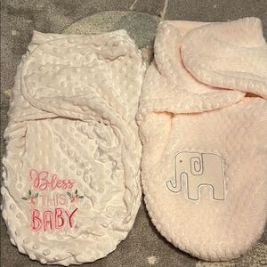 Baby Swaddle Set with Elephant and Blessing Design